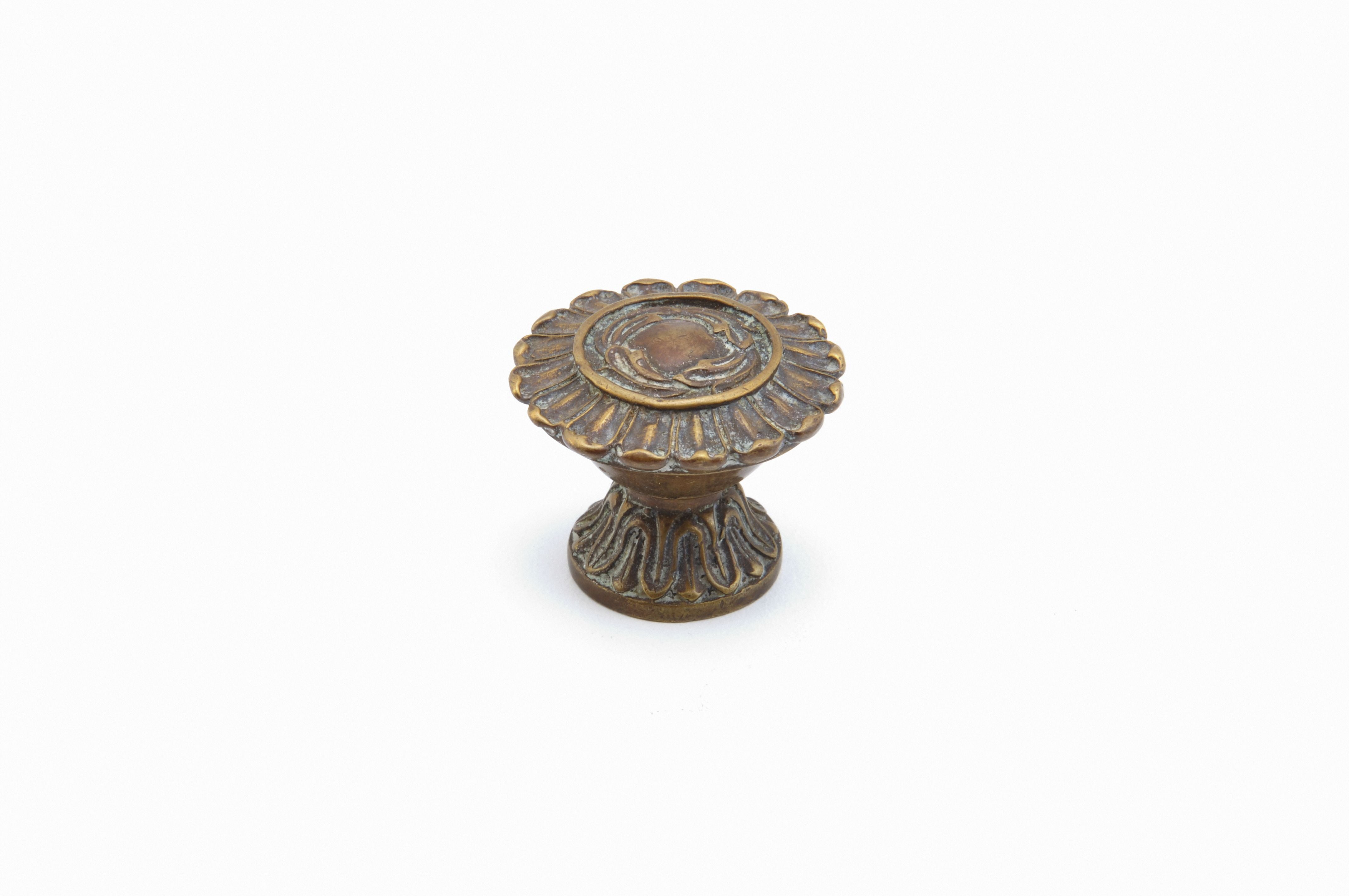 Schaub 937-MBR 1-1/2" French Court Cabinet Knob Monticello Brass Finish Sparrow Supply