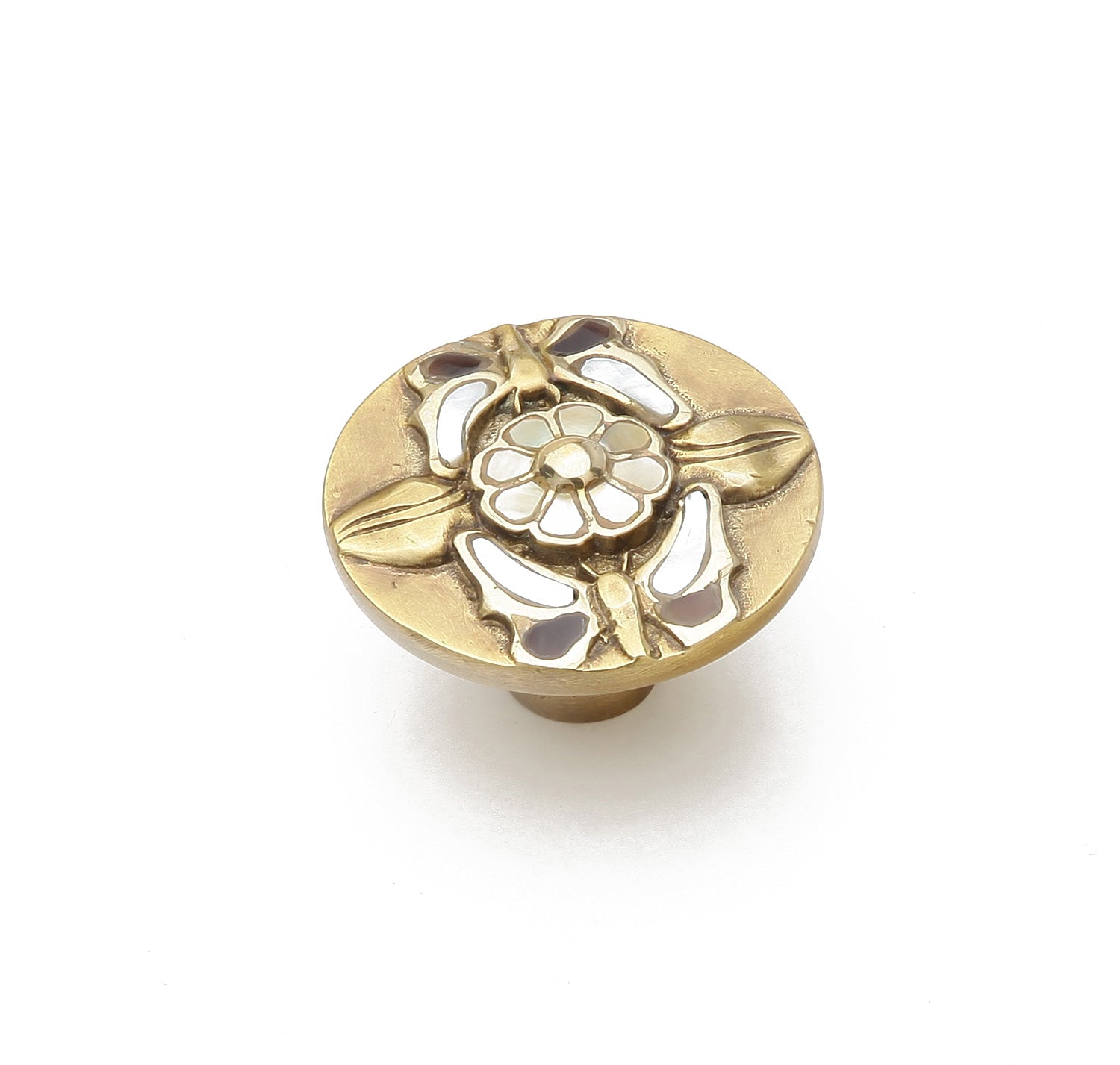 Schaub 954K-AB 1-1/2" Floral Heirloom Treasures Cabinet Knob Antique Brass Finish Sparrow Supply