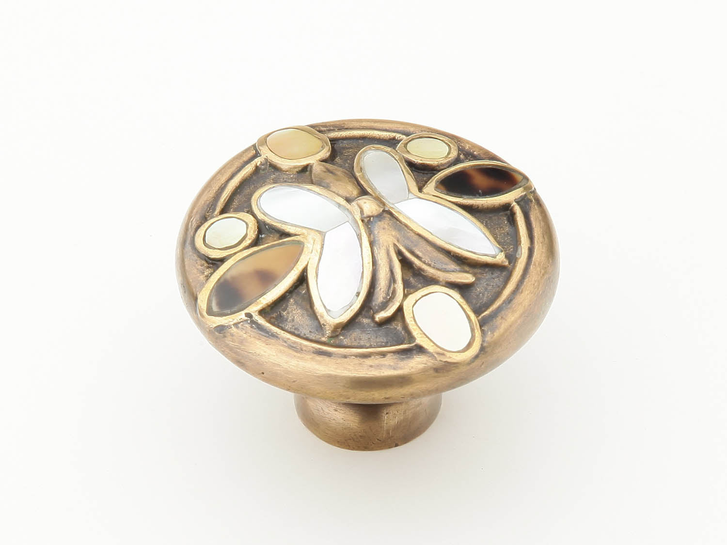 Schaub 960K-PB-AB 1-1/2" Heirloom Treasures Cabinet Knob Polished Brass Antique Brass Finish Sparrow Supply
