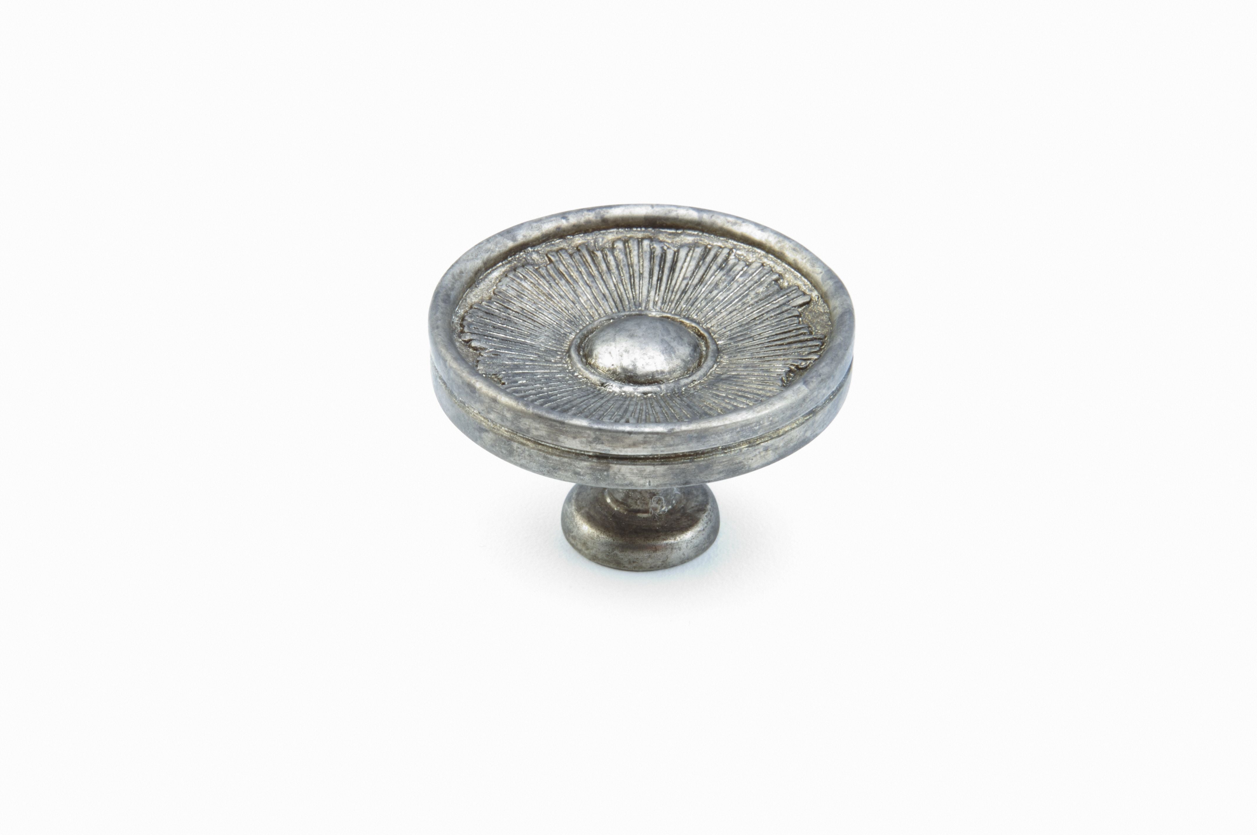 Schaub 972-SA 1-3/8" Sunburst Cabinet Knob Silver Antique Finish Sparrow Supply