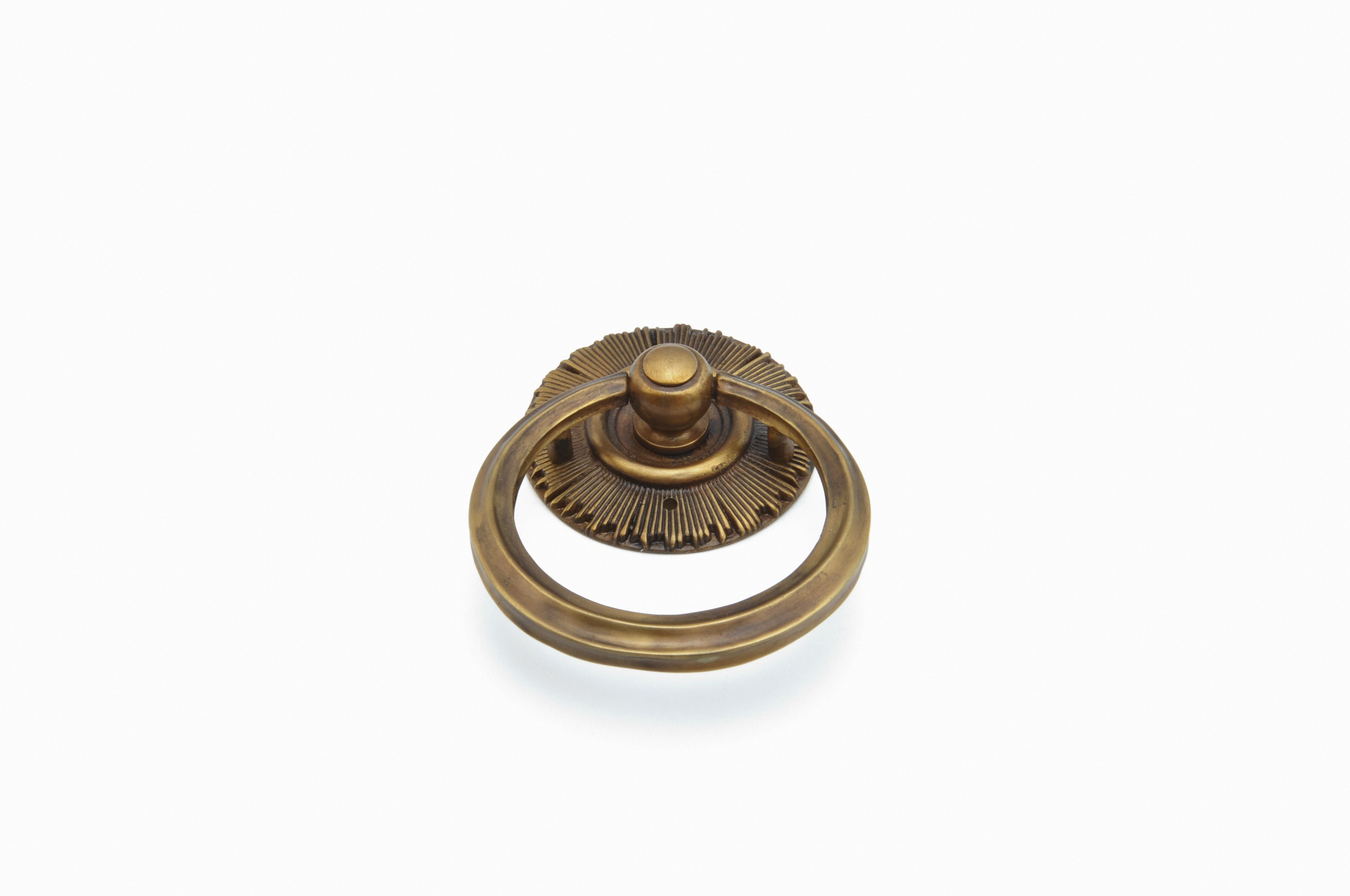 Schaub 977-ED 2-1/4" x 3" Sunburst Ring Pull and Backplate Estate Dover Finish Sparrow Supply