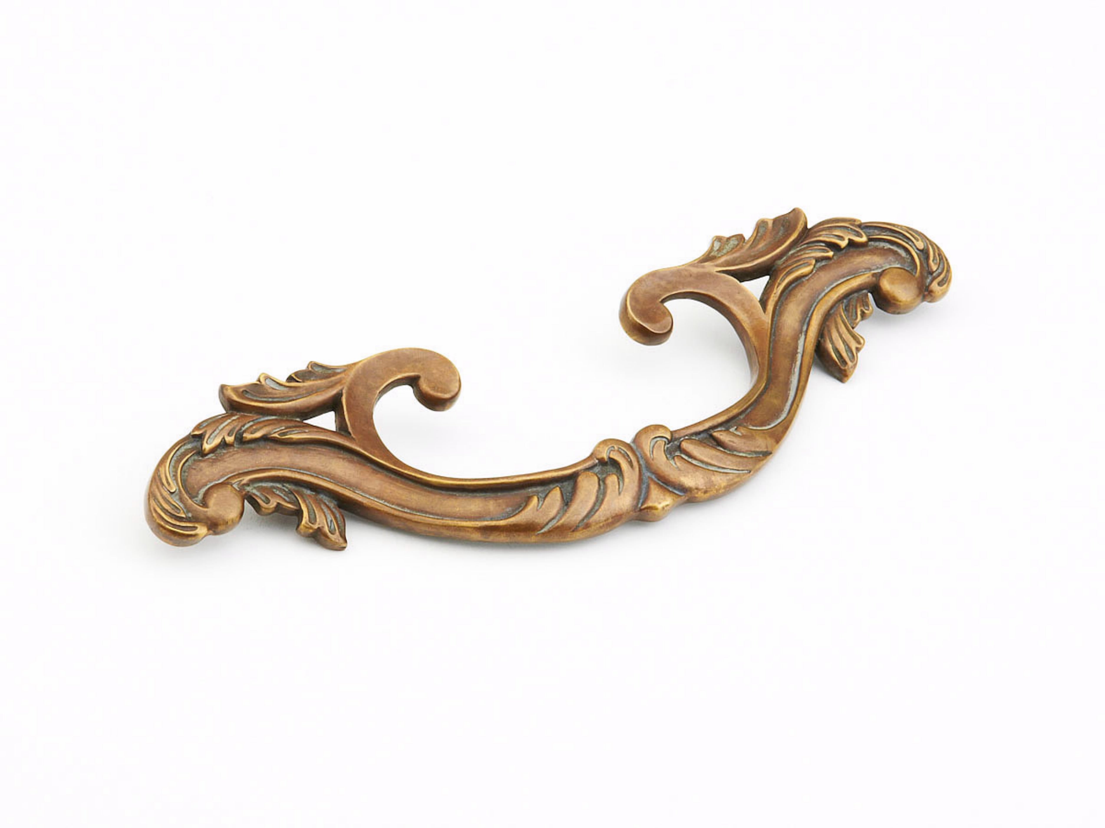 Schaub 988-MBR 5-3/8" Center to Center French Court Cabinet Pull Monticello Brass Finish Sparrow Supply