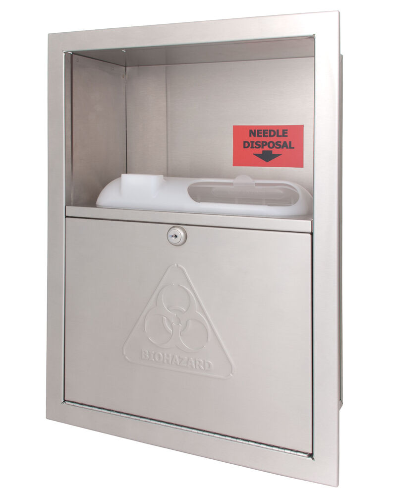 Bradley 989-000000 Needle Disposal Cabinet, Rec, SS
