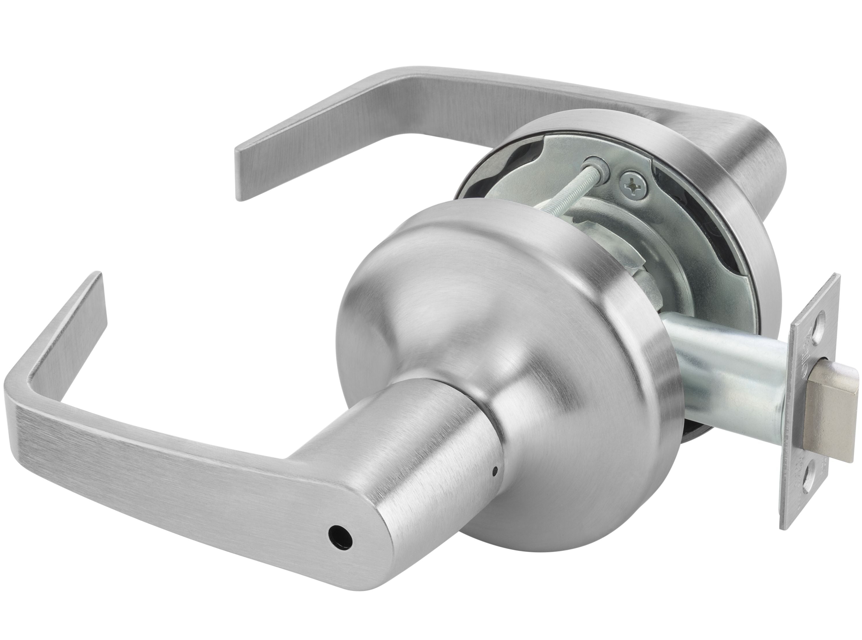 ASSA Abloy Accentra AU4702LN626 Privacy Augusta Lever Grade 1 Cylindrical Lock with 693 Latch and 497-114 Strike US26D (626) Satin Chrome Finish Sparrow Supply