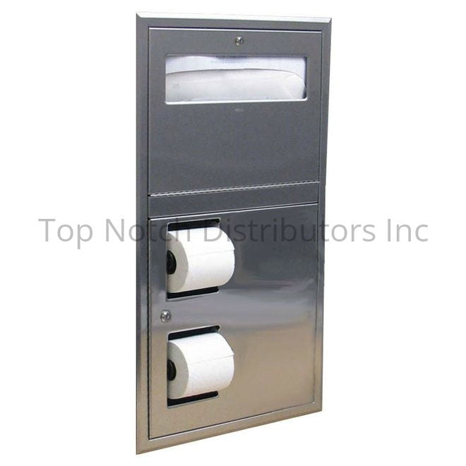 Bobrick B34745 Recessed Seat Cover Dispenser and Toilet Tissue Disp... Sparrow Supply