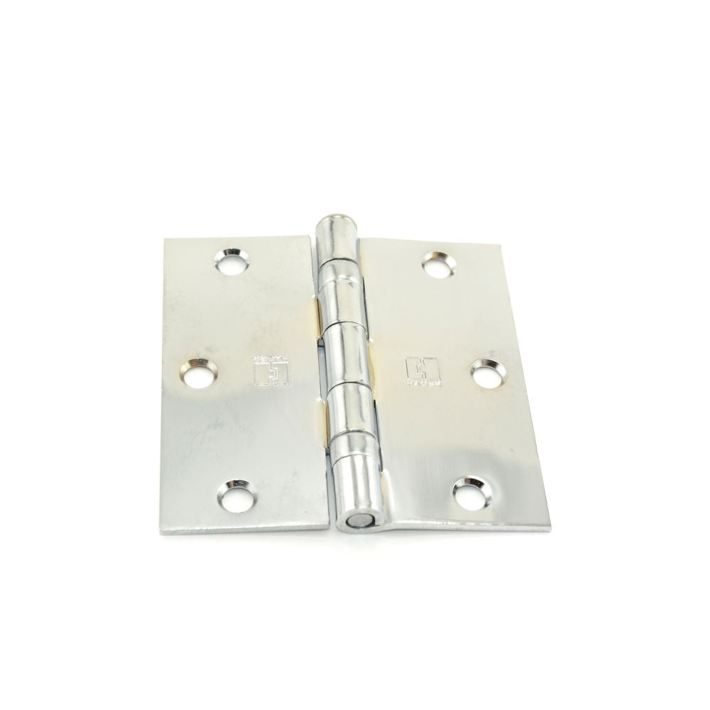 Hager BB174131215EA 3-1/2" x 3-1/2" Square Corner Ball Bearing Full Mortise Residential Weight Hinge Satin Nickel Finish Sparrow Supply