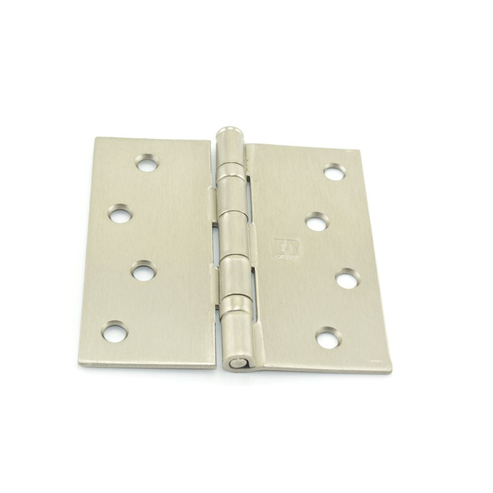 Hager BB1741415EA 4" x 4" Square Corner Ball Bearing Full Mortise Residential Weight Hinge Satin Nickel Finish Sparrow Supply