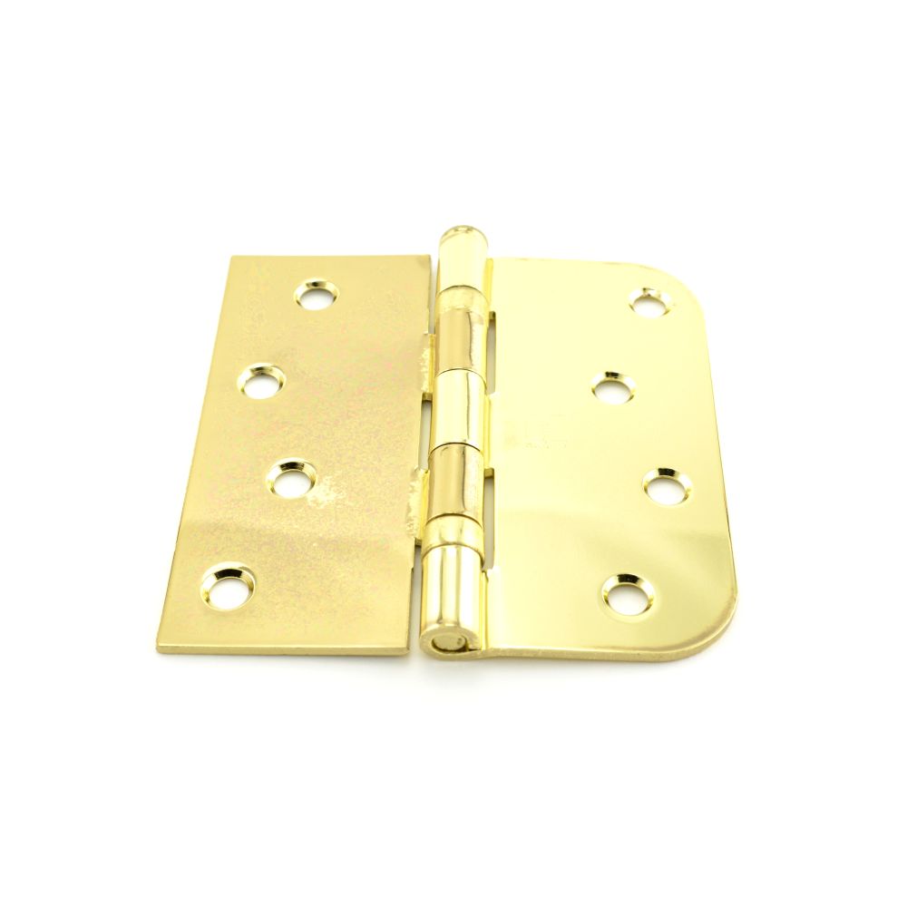 Hager BB181643EA 4" x 4" Right Hand Square by 5/8” Radius Full Mortise Residential Weight Ball Bearing Hinge Bright Brass Finish Sparrow Supply