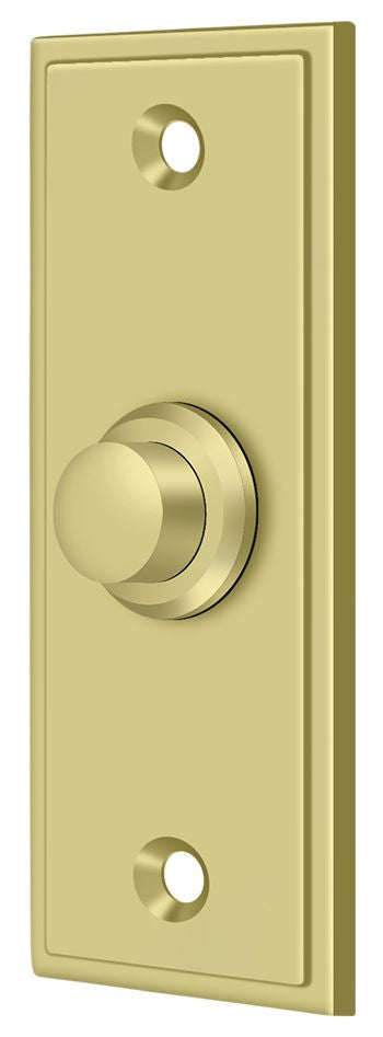 Deltana BBS333U3 Bell Button; Rectangular Contemporary; Bright Brass Finish