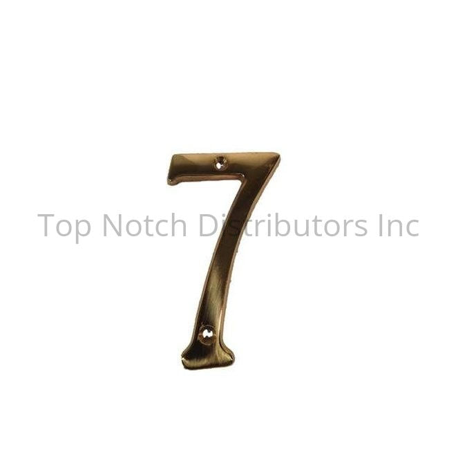 Don-Jo BN47605 4" House Number # 7 Bright Brass Antique Brass Sparrow Supply