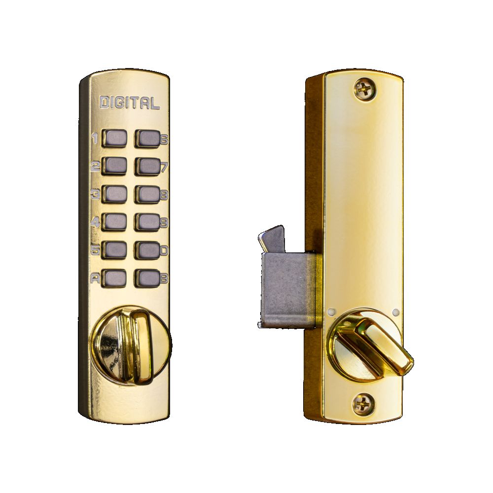 Lockey C150BB Mechanical Keyless Hook Bolt Lock Bright Brass Finish Sparrow Supply