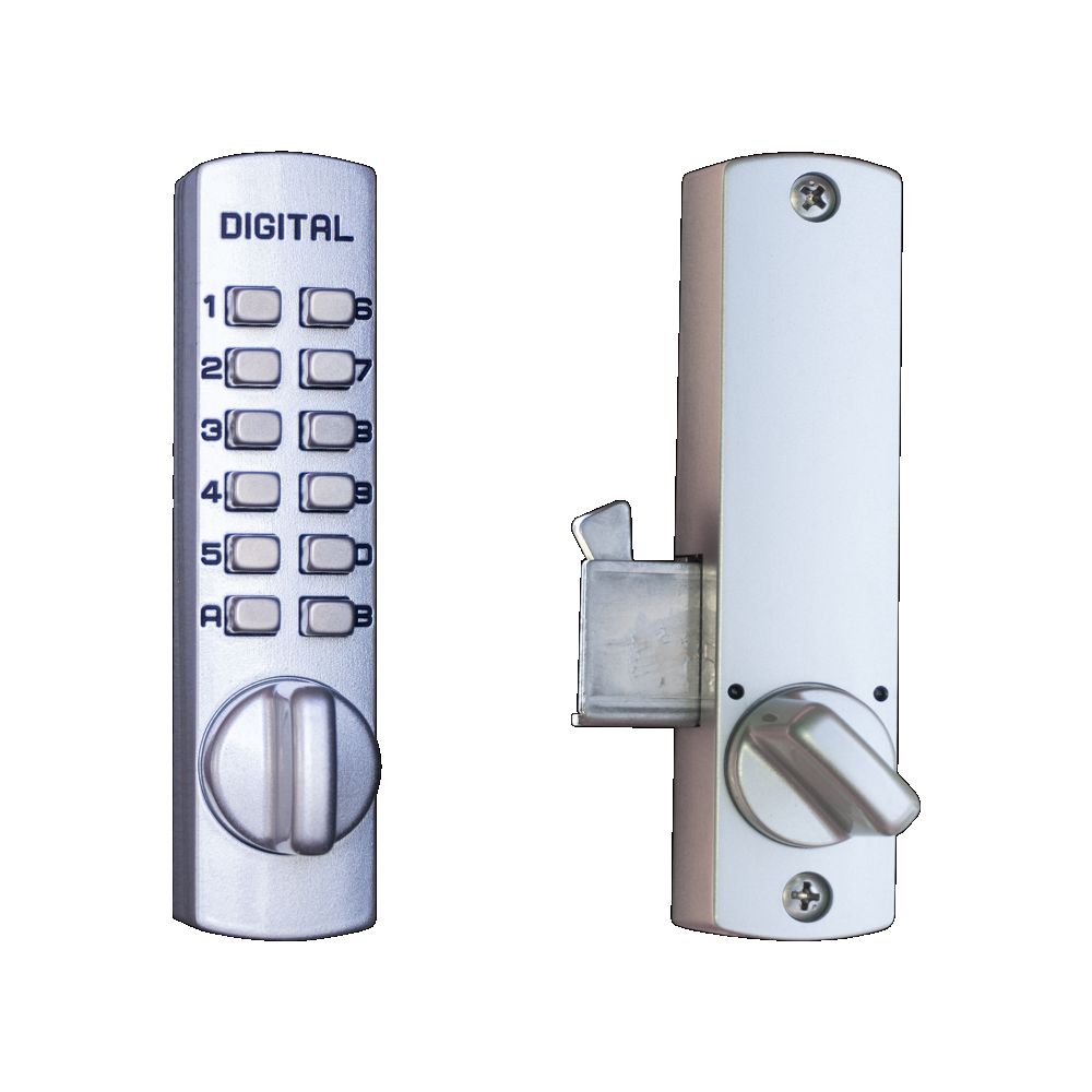 Lockey C150SCMG Mechanical Keyless Hook Bolt Lock Satin Chrome Marine Grade Finish Sparrow Supply