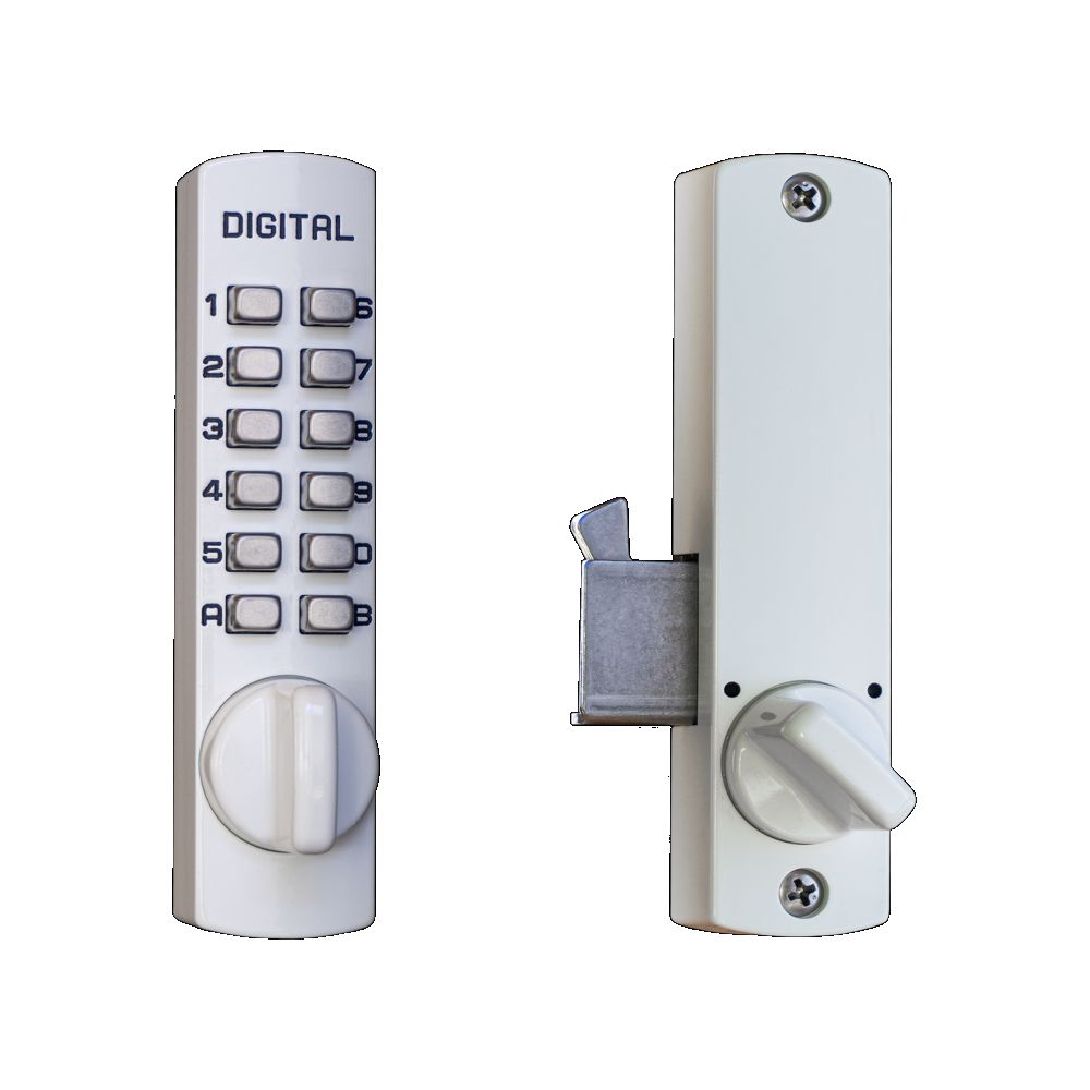 Lockey C150WH Mechanical Keyless Hook Bolt Lock White Finish Sparrow Supply