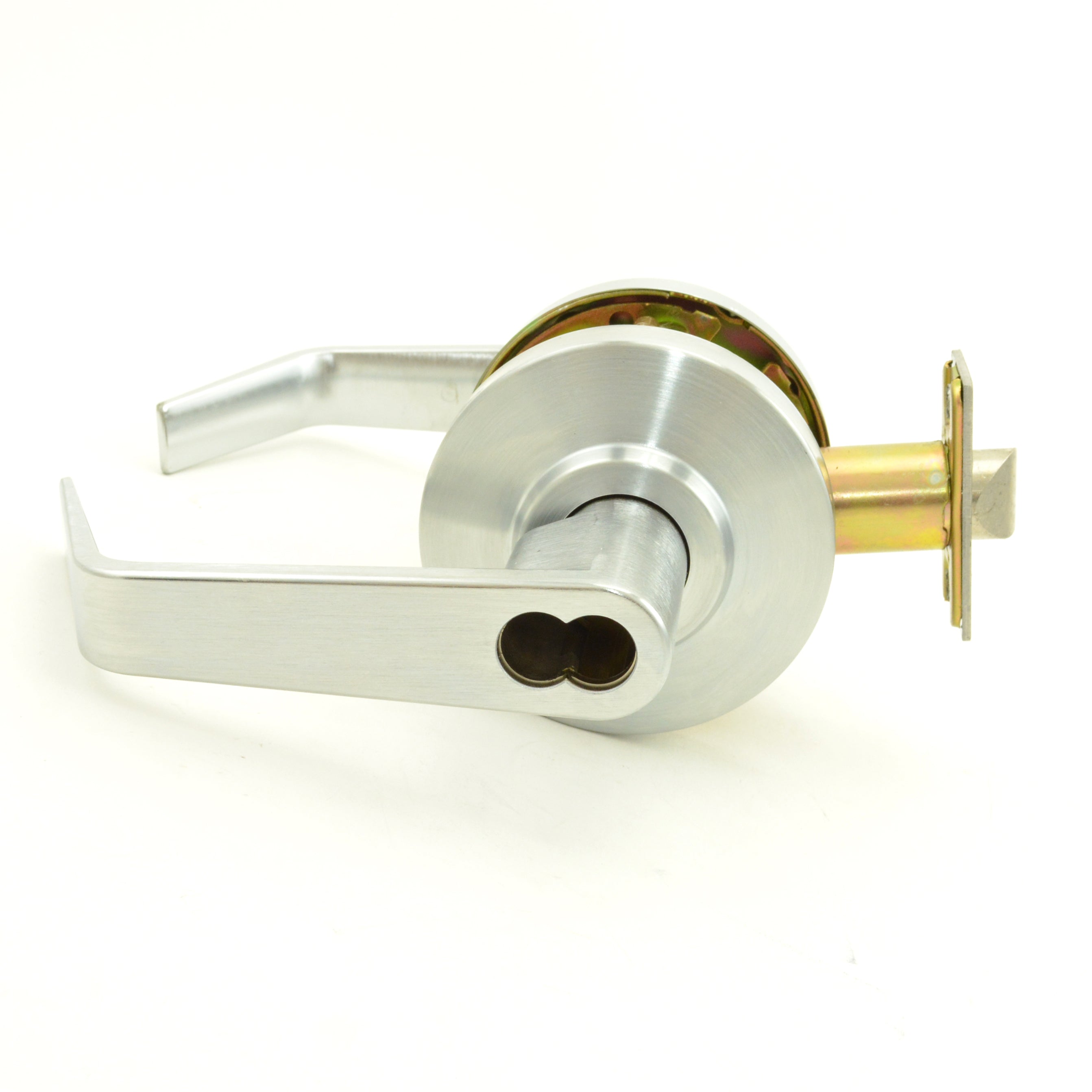 Dexter Commercial C2000CLENTRR626SFIC Entry / Office Grade 2 Regular Lever Clutching Cylindrical Lock with Small Format IC Prep; 2-3/4" Backset; and ANSI Strike Satin Chrome Finish Sparrow Supply