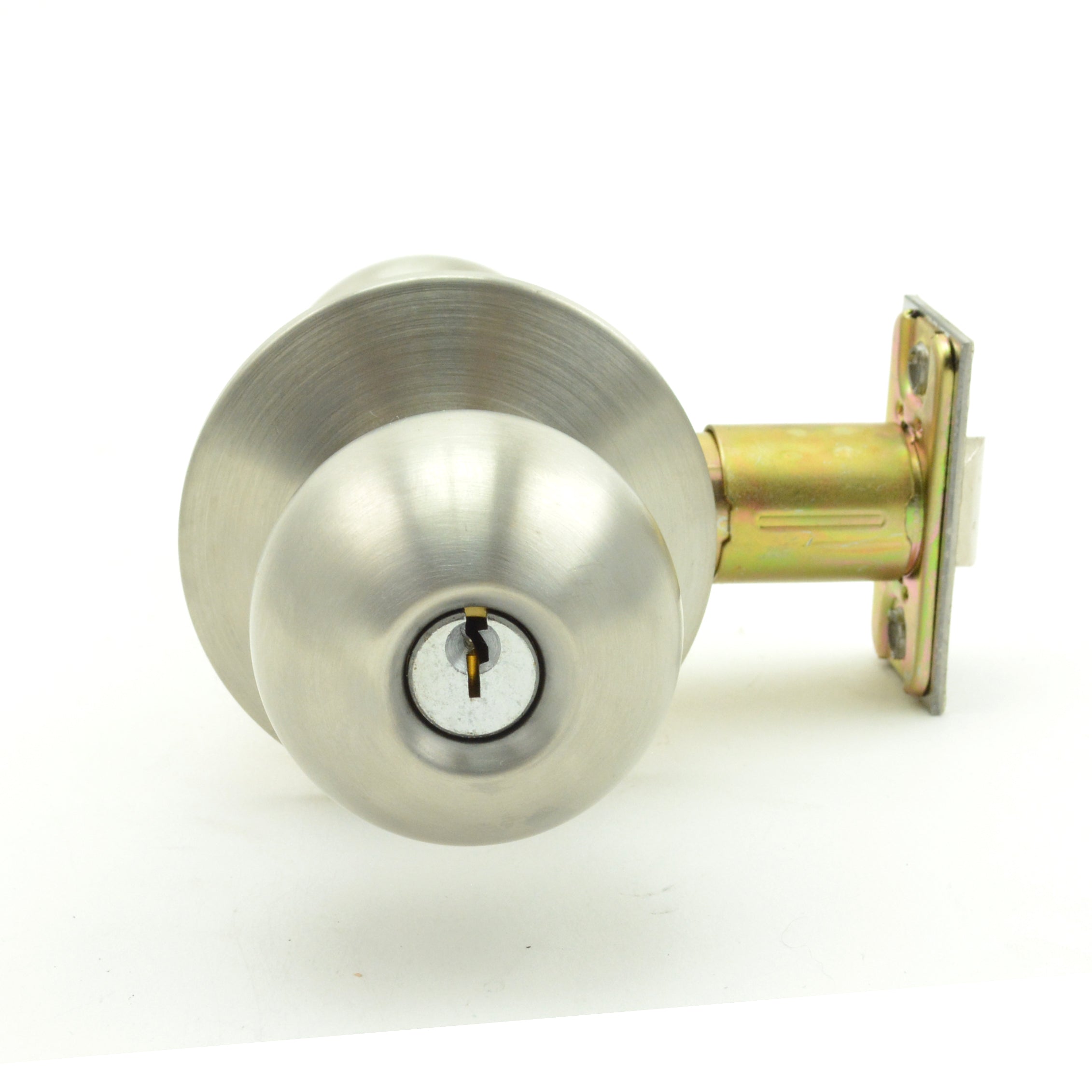 Dexter Commercial C2000CLRMB630KDC Classroom Grade 2 Ball Knob Non Clutching Cylindrical Lock with C Keyway; 2-3/4" Backset; and ANSI Strike Satin Stainless Steel Finish Sparrow Supply