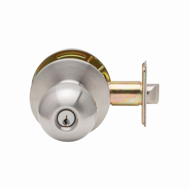 Dexter Commercial C2000ENTRB630KDC Entry / Office Grade 2 Ball Knob Non Clutching Cylindrical Lock with C Keyway; 2-3/4" Backset; and ANSI Strike Satin Stainless Steel Finish Sparrow Supply