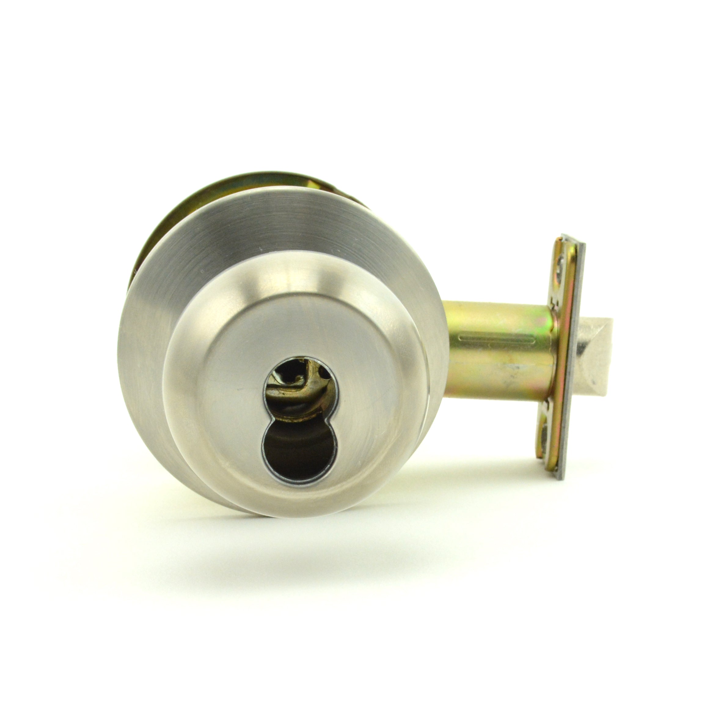 Dexter Commercial C2000STRMB630SFIC Storeroom Grade 2 Ball Knob Non Clutching Cylindrical Lock with Small Format IC Prep; 2-3/4" Backset; and ANSI Strike Satin Stainless Steel Finish Sparrow Supply