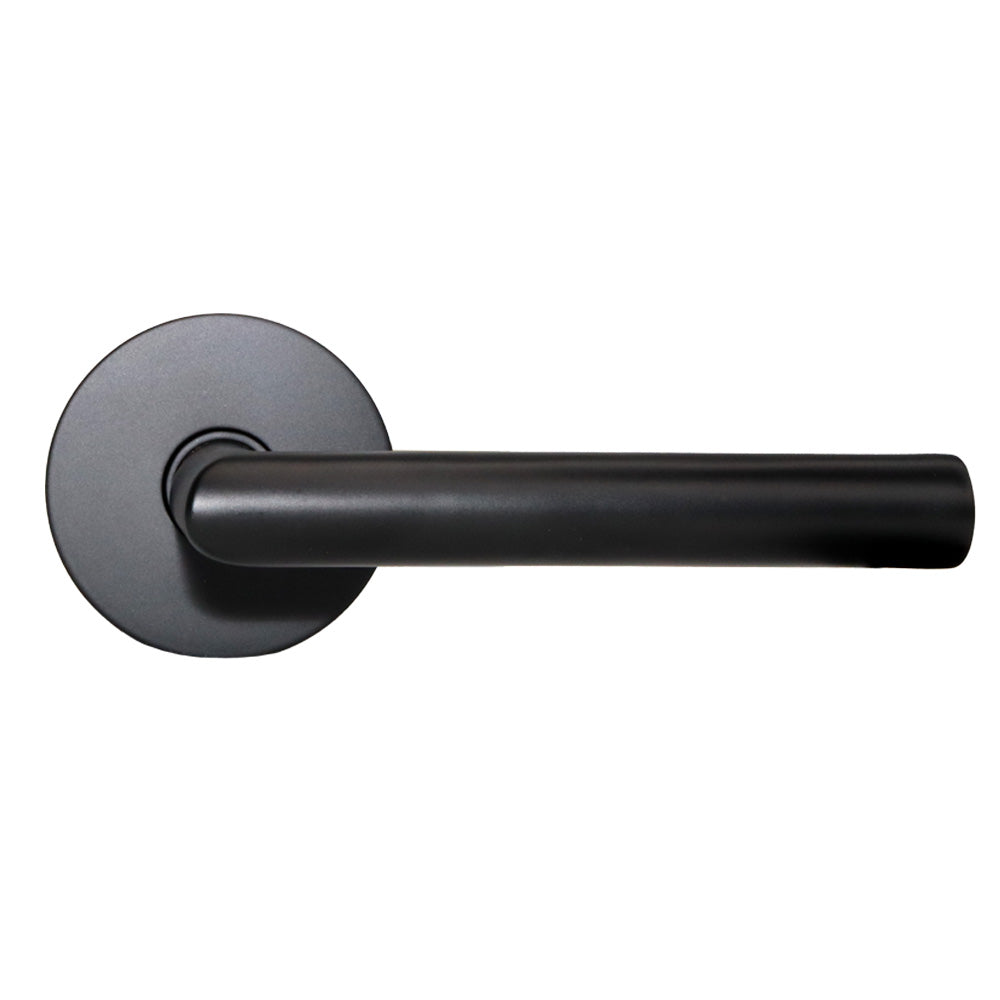 Emtek C5109STUUS19 Stuttgart Lever 2-3/8" Backset Passage with Disk Rose with CF Mechanism for 1-3/8" to 1-3/4" Door Flat Black Finish Sparrow Supply