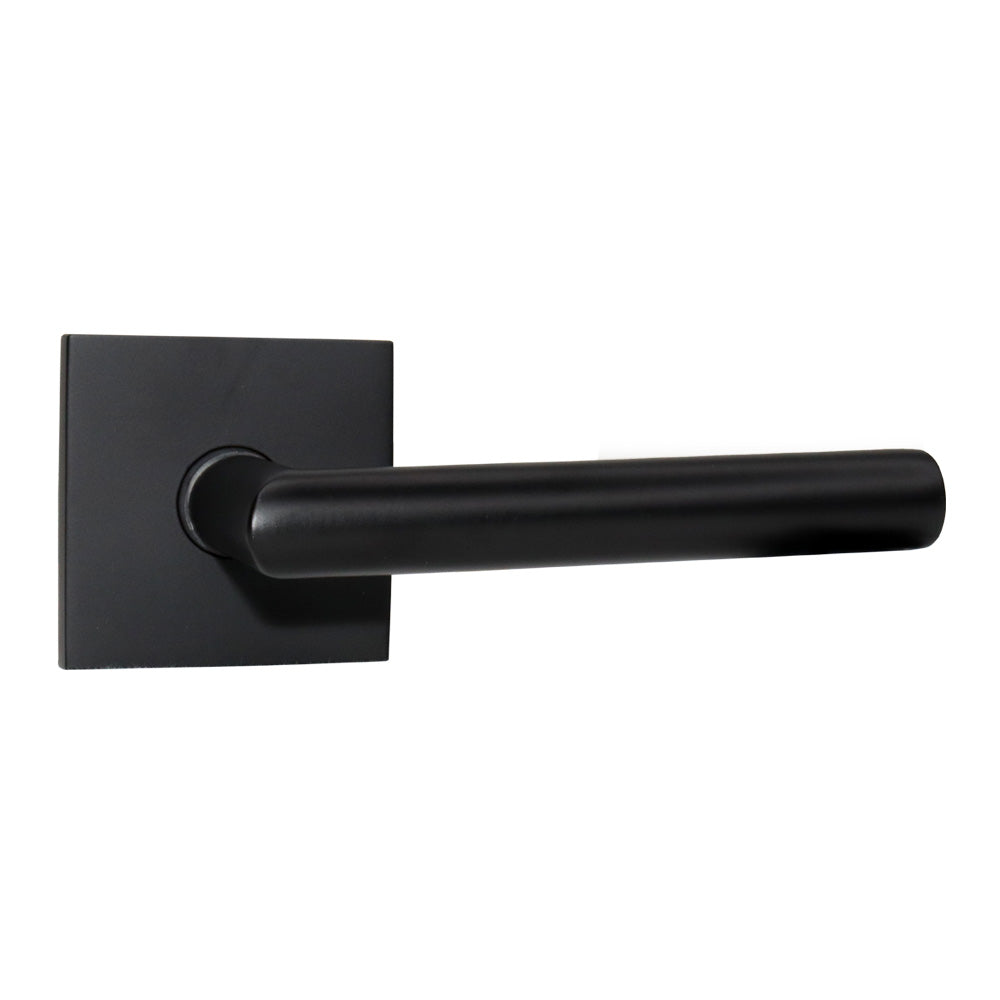 Emtek C5110STUUS19 Stuttgart Lever 2-3/8" Backset Passage with Square Rose with CF Mechanism for 1-3/8" to 1-3/4" Door Flat Black Finish Sparrow Supply