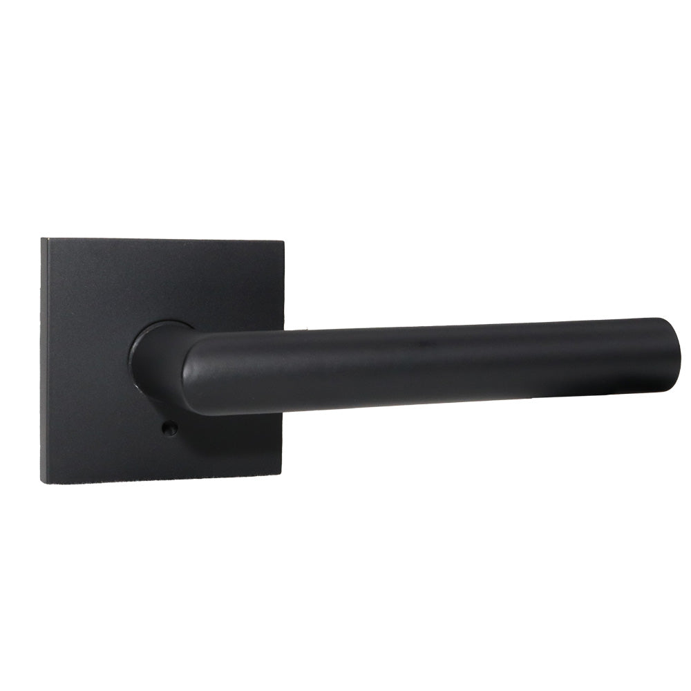 Emtek C5210STUUS19 Stuttgart Lever 2-3/8" Backset Privacy with Square Rose with CF Mechanism for 1-3/8" to 1-3/4" Door Flat Black Finish Sparrow Supply