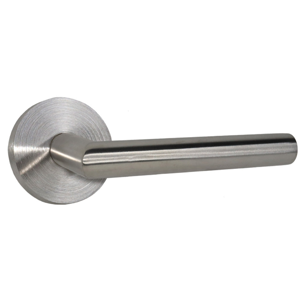 Emtek CS10002STTSS Stuttgart Lever 2-3/8" Backset Passage with Disk Rose with CF Mechanism for 1-3/8" to 1-3/4" Door Stainless Steel Finish Sparrow Supply