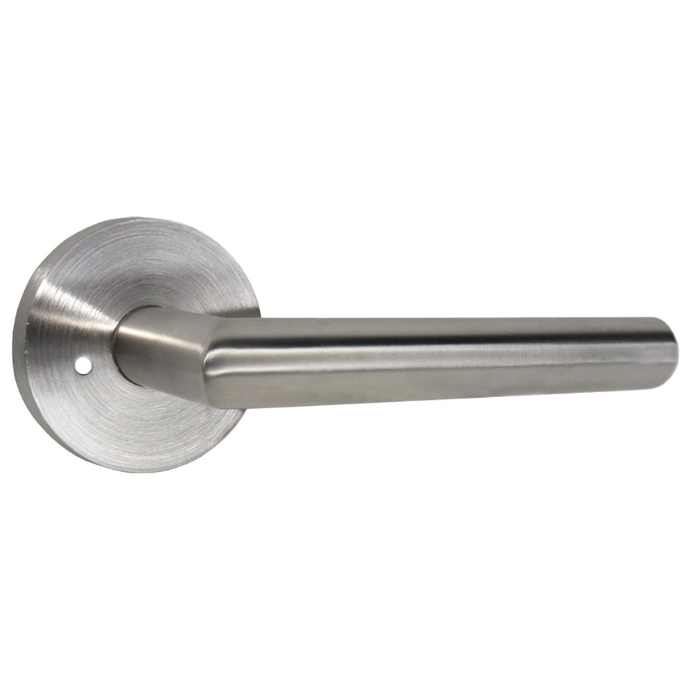 Emtek CS20002STTSS Stuttgart Lever 2-3/8" Backset Privacy with Disk Rose for 1-3/8" to 1-3/4" Door Brushed Stainless Steel Finish Sparrow Supply