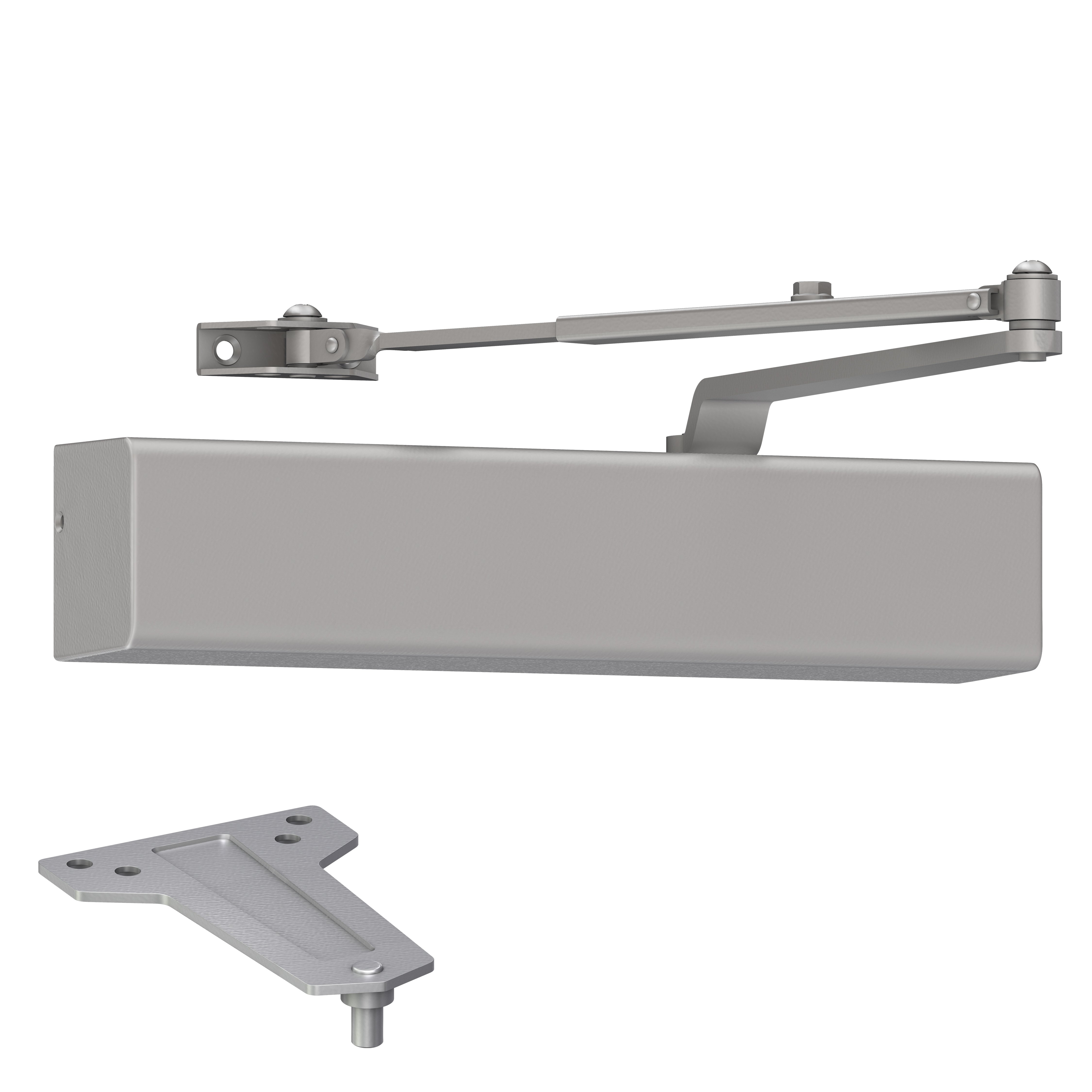 Dexter Commercial DCM1000STDFULLRWPAALUM Medium Duty Surface Mount Door Closer with Full Cover and Regular Arm Aluminum Finish Sparrow Supply