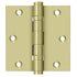 Deltana DSB35B3-UNL 3-1/2" x 3-1/2" Square Hinge; Ball Bearings; Unlacquered Bright Brass Finish