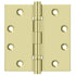 Deltana DSB45B3-UNL 4-1/2" x 4-1/2" Square Hinge; Ball Bearings; Unlacquered Bright Brass Finish