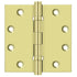 Deltana DSB45B3 4-1/2" x 4-1/2" Square Hinge; Ball Bearings; Bright Brass Finish Sparrow Supply