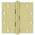 Deltana DSB55B3-UNL 5" x 5" Square Ball Bearing Hinge; Unlacquered Bright Brass Finish Sparrow Supply