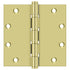 Deltana DSB55B3 5" x 5" Square Ball Bearing Hinge; Bright Brass Finish