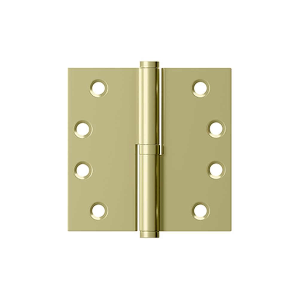 Deltana DSBLO43UNLLH Left Hand 4" x 4" Square Lift-Off Hinge Unlacquered Brass Finish