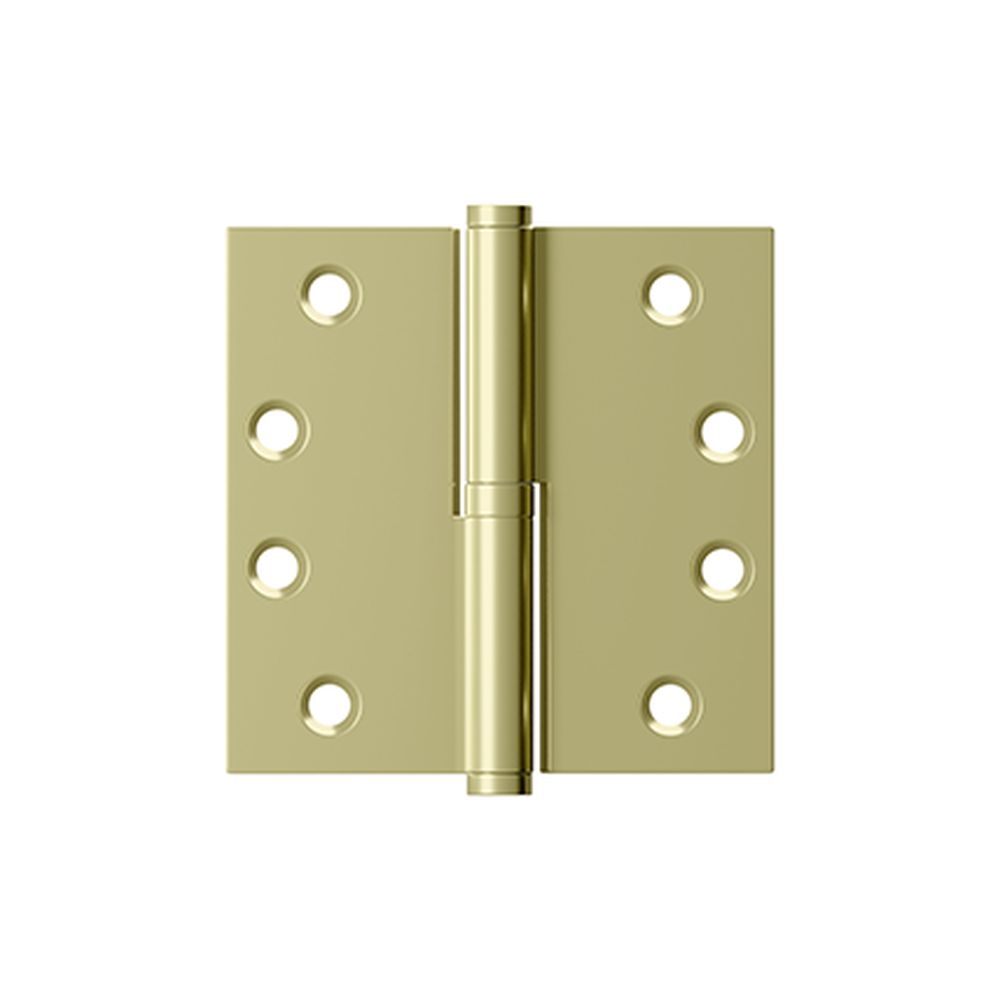 Deltana DSBLO43UNLRH Right Hand 4" x 4" Square Lift-Off Hinge Unlacquered Brass Finish