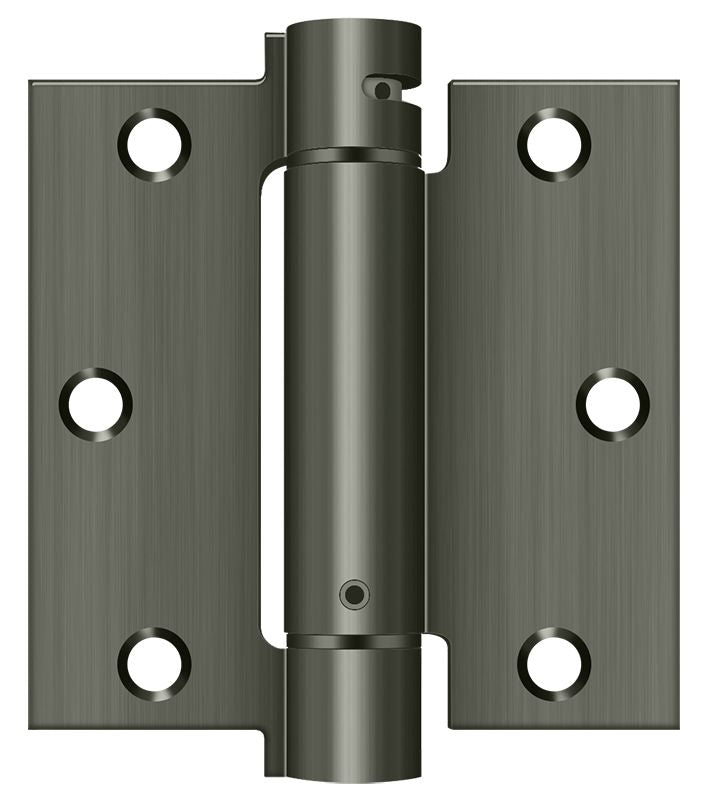 Deltana DSH35U15A 3-1/2" x 3-1/2" Spring Hinge; Antique Nickel Finish