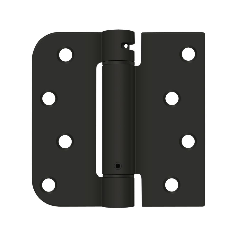 Deltana DSH4SR51B-LH Left Hand 4" x 4" 5/8" Radius by Square Spring Hinge Paint Black Finish