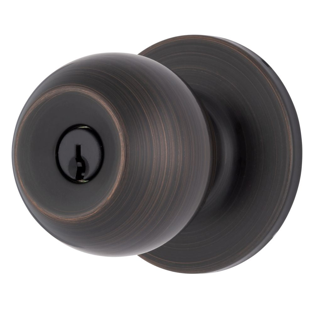 Brinks E2415150 Raleigh Series Keyed Entry Transitional Ball Knob and Round Rose with 4 Way Adjustable Latch and Round Corner Full Lip Strike Tuscan Bronze Finish Sparrow Supply