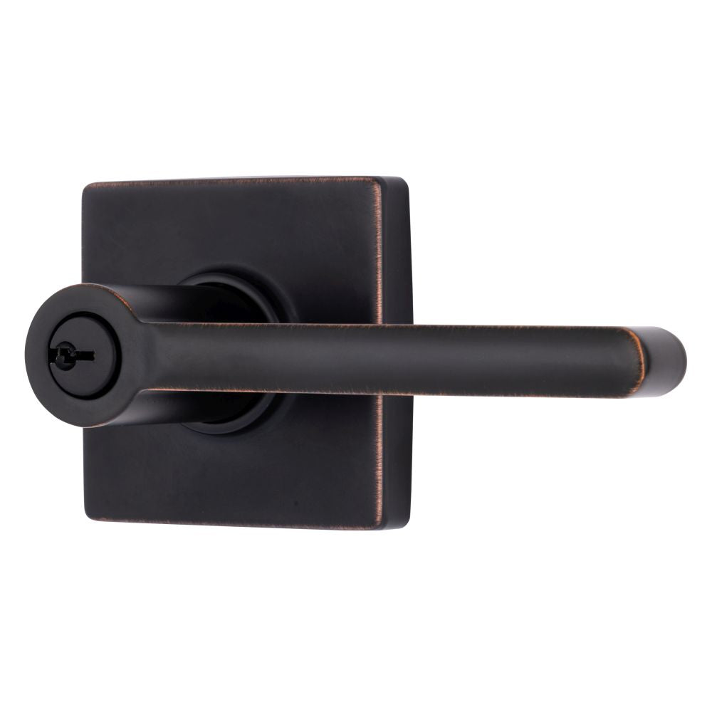 Brinks E2417150 Mendocino Series Keyed Entry Contemporary Lever and Square Rose with 4 Way Adjustable Latch and Round Corner Full Lip Strike Tuscan Bronze Finish Sparrow Supply