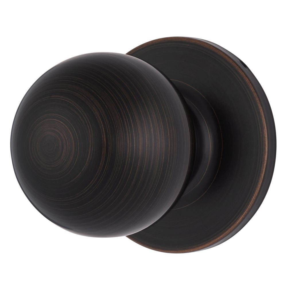 Brinks E2425150 Raleigh Series Passage Transitional Ball Knob and Round Rose with 4 Way Adjustable Latch and Round Corner Full Lip Strike Tuscan Bronze Finish Sparrow Supply