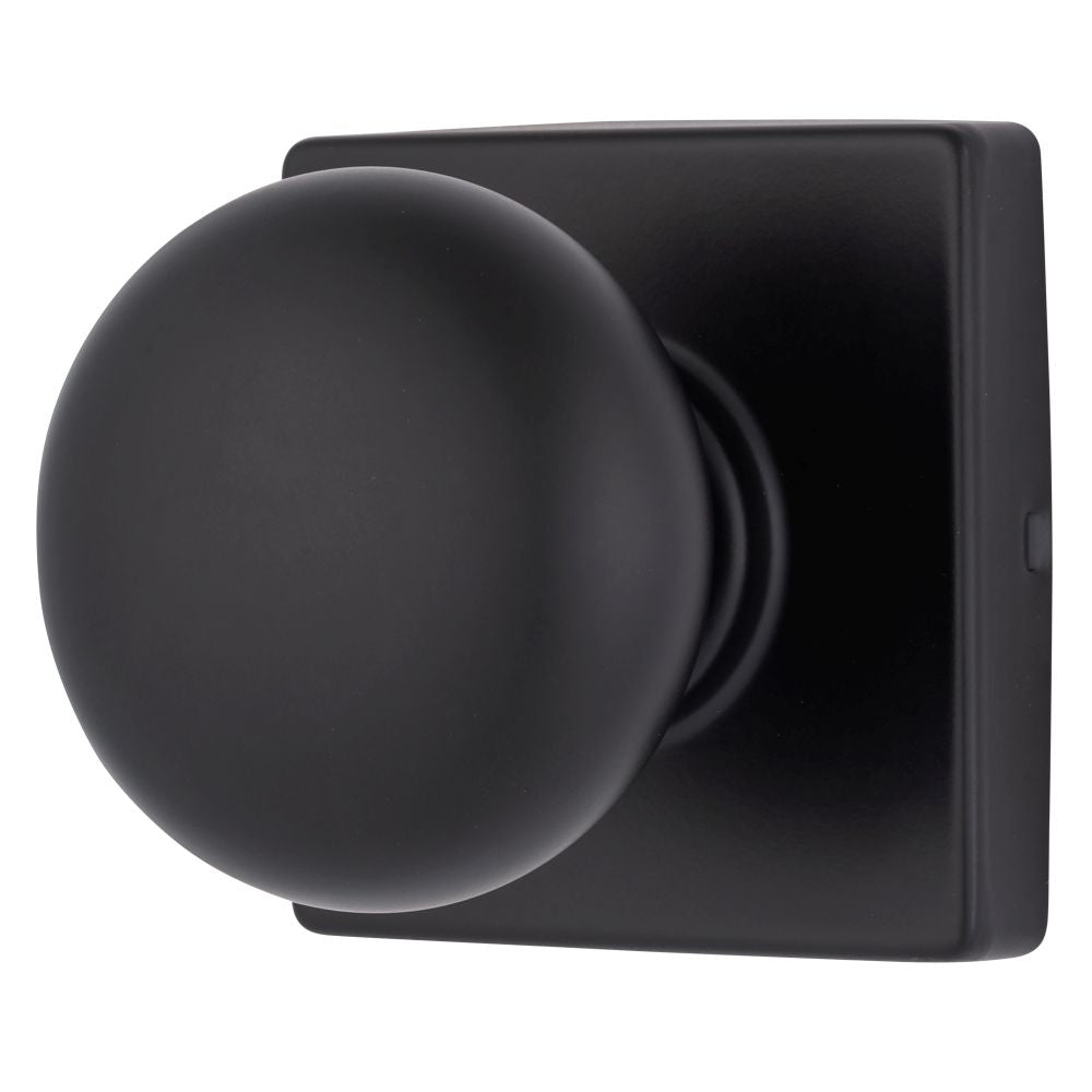 Brinks E2426122 Mendocino Series Passage Contemporary Ball Knob and Square Rose with 4 Way Adjustable Latch and Round Corner Full Lip Strike Matte Black Finish Sparrow Supply
