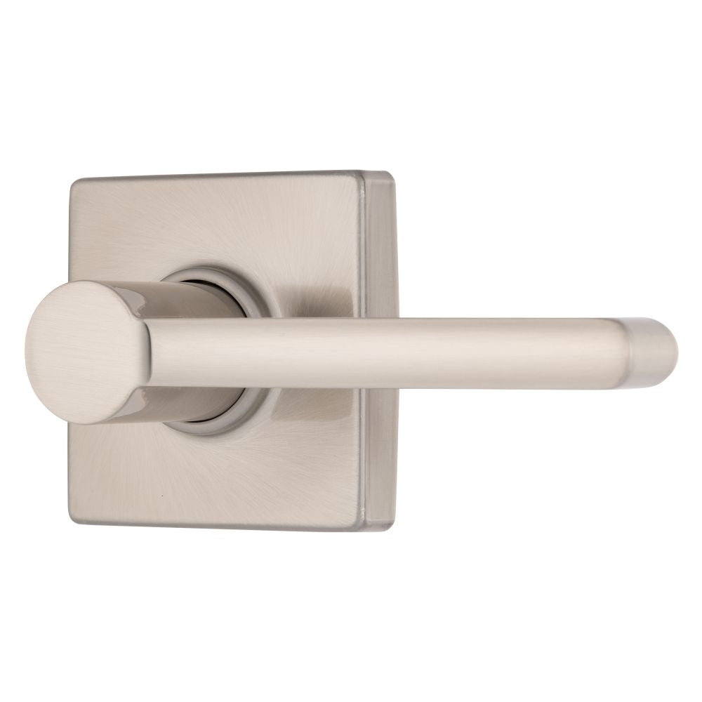 Brinks E2427119 Mendocino Series Passage Contemporary Lever and Square Rose with 4 Way Adjustable Latch and Round Corner Full Lip Strike Satin Nickel Finish Sparrow Supply
