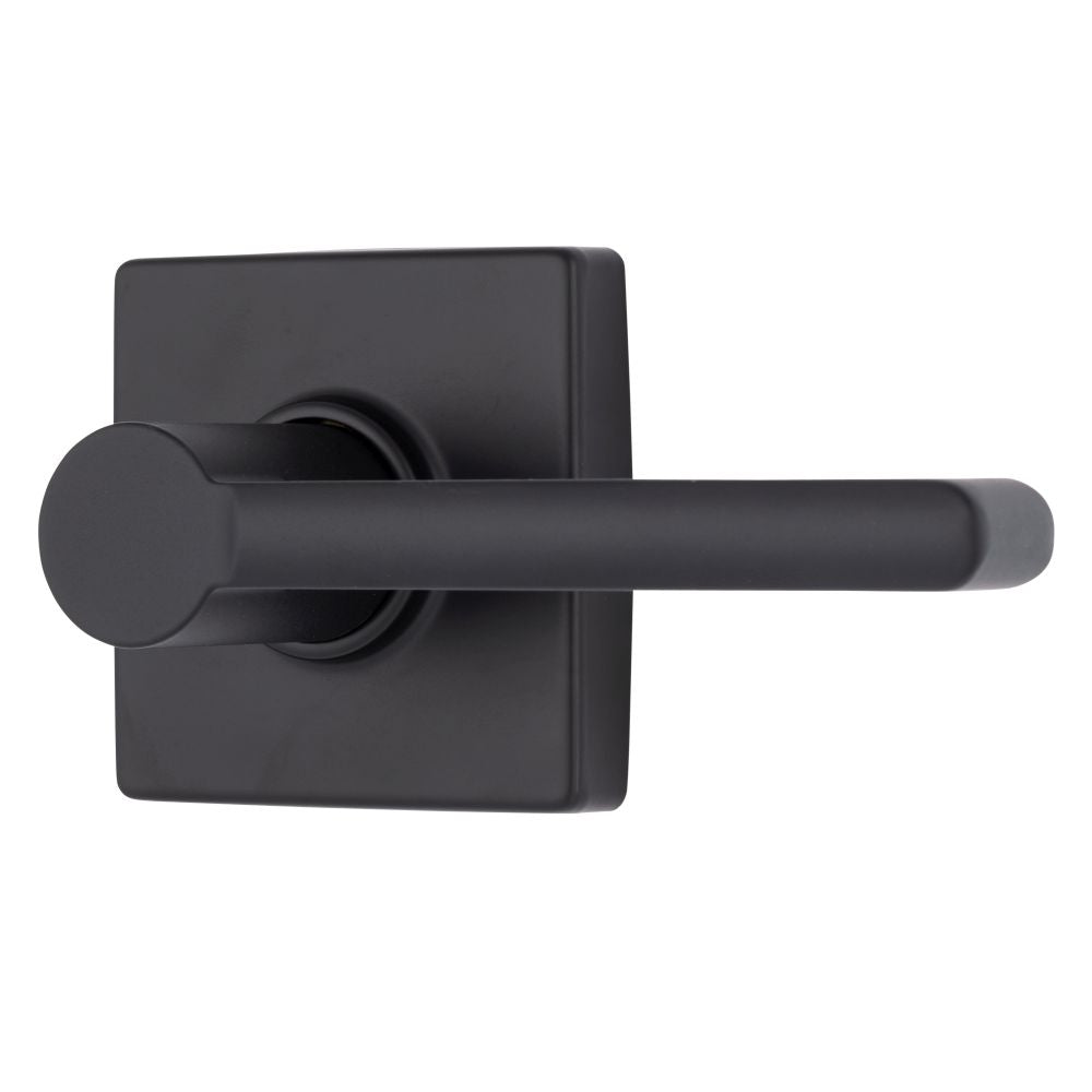 Brinks E2427122 Mendocino Series Passage Contemporary Lever and Square Rose with 4 Way Adjustable Latch and Round Corner Full Lip Strike Matte Black Finish Sparrow Supply