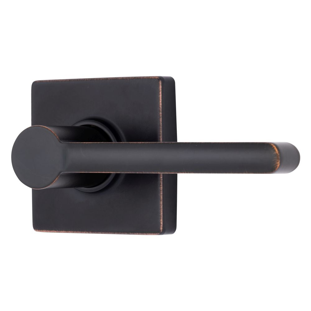 Brinks E2427150 Mendocino Series Passage Contemporary Lever and Square Rose with 4 Way Adjustable Latch and Round Corner Full Lip Strike Tuscan Bronze Finish Sparrow Supply