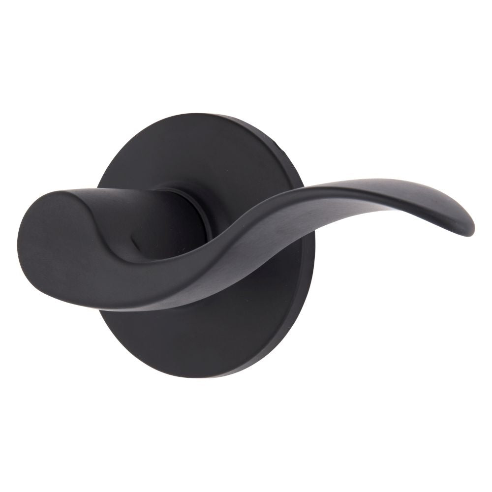 Brinks E2428122 Raleigh Series Passage Transitional Wave Lever and Round Rose with 4 Way Adjustable Latch and Round Corner Full Lip Strike Matte Black Finish Sparrow Supply