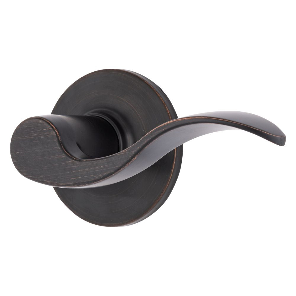 Brinks E2428150 Raleigh Series Passage Transitional Wave Lever and Round Rose with 4 Way Adjustable Latch and Round Corner Full Lip Strike Tuscan Bronze Finish Sparrow Supply