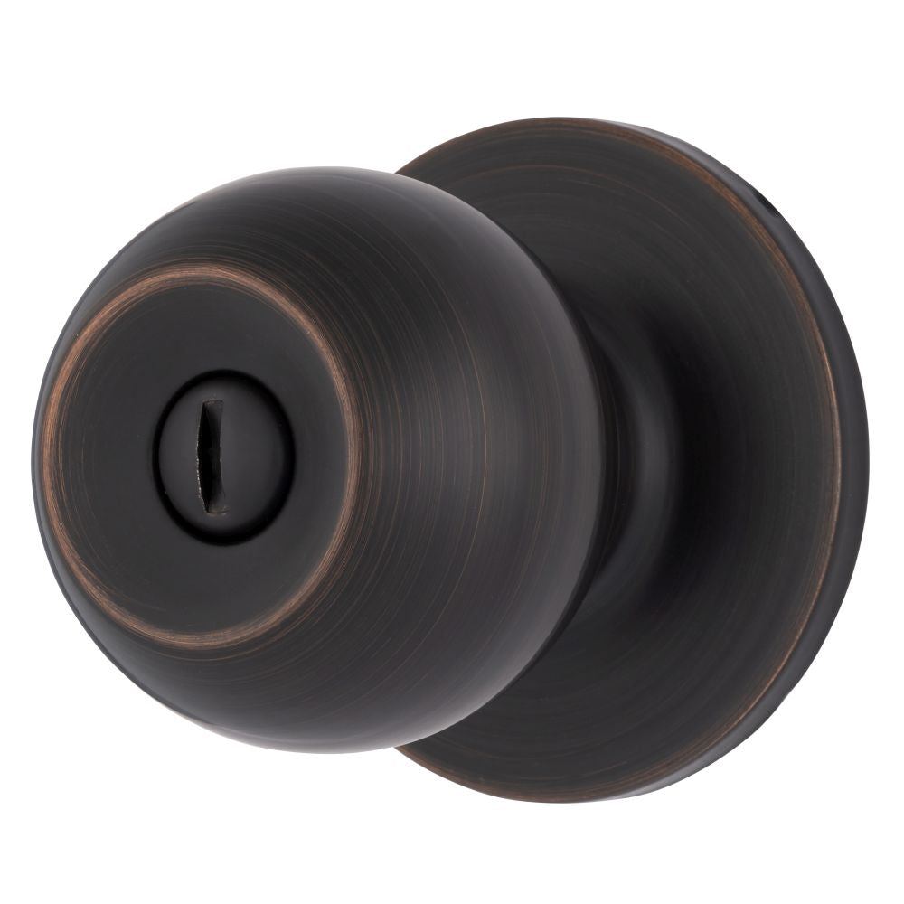 Brinks E2435150 Raleigh Series Privacy Transitional Ball Knob and Round Rose with 4 Way Adjustable Latch and Round Corner Full Lip Strike Tuscan Bronze Finish Sparrow Supply