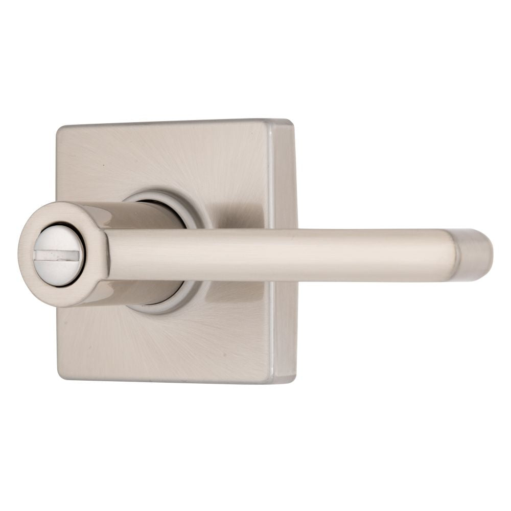 Brinks E2437119 Mendocino Series Privacy Contemporary Lever and Square Rose with 4 Way Adjustable Latch and Round Corner Full Lip Strike Satin Nickel Finish Sparrow Supply