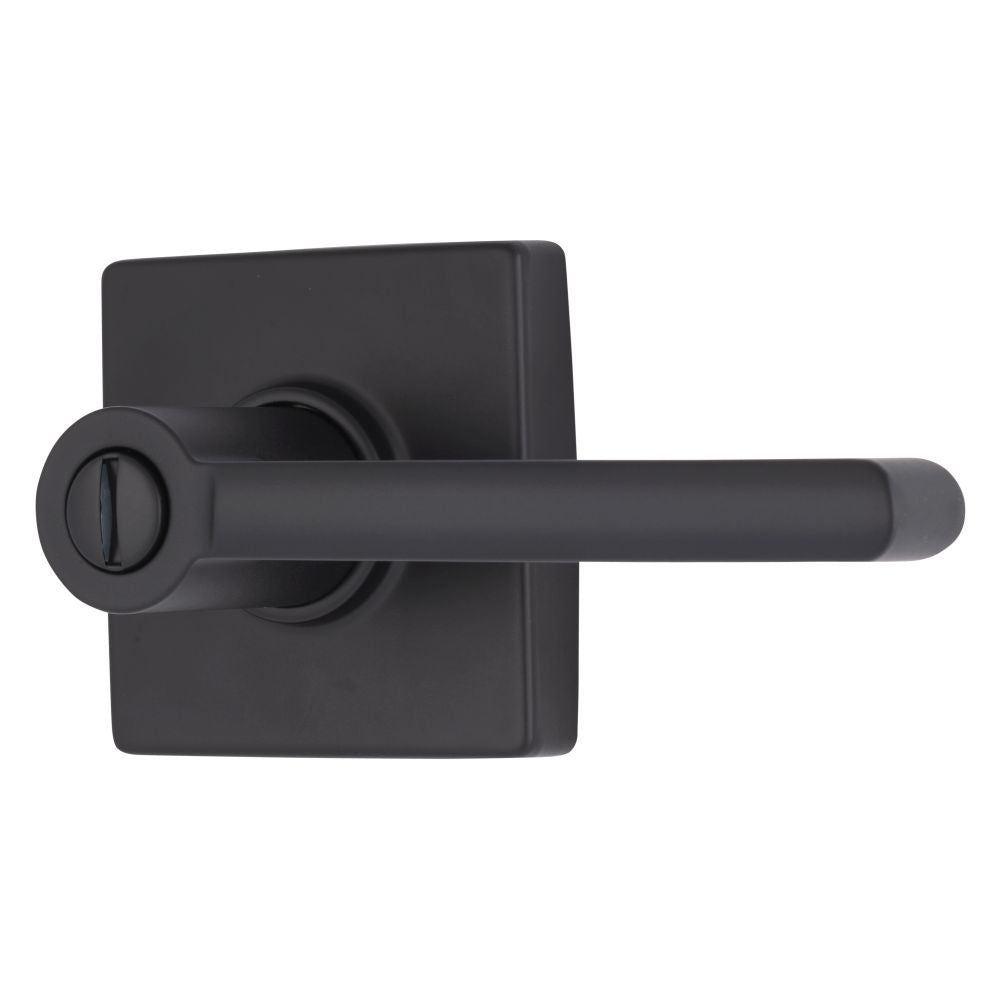 Brinks E2437122 Mendocino Series Privacy Contemporary Lever and Square Rose with 4 Way Adjustable Latch and Round Corner Full Lip Strike Matte Black Finish Sparrow Supply