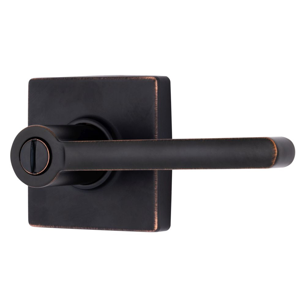 Brinks E2437150 Mendocino Series Privacy Contemporary Lever and Square Rose with 4 Way Adjustable Latch and Round Corner Full Lip Strike Tuscan Bronze Finish Sparrow Supply