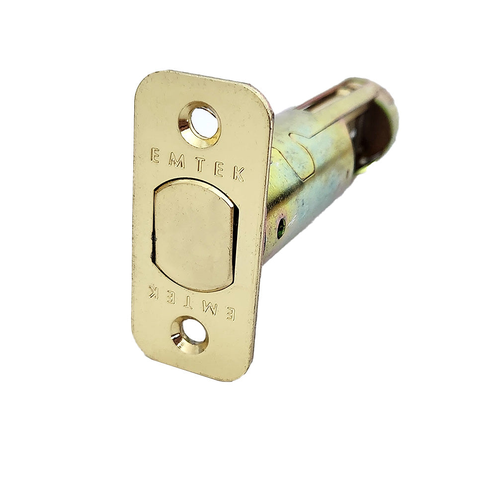Emtek EMDBL234R3 Radius Deadbolt Latch 2-3/4" Backset Polished Brass Lifetime Finish Sparrow Supply